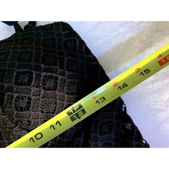 Bebe Black Eyelet Lace Spaghetti Strap Dress Shorts Underneath SIZE S - Picture 12 of 13